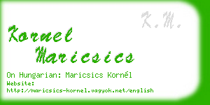 kornel maricsics business card
